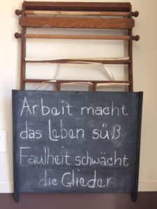 Chalkboard with German saying.