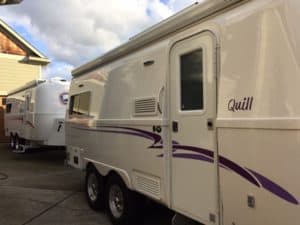 Two Oliver travel trailers.
