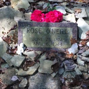 A rectangle grave marker that reads: Rose O'Neill, June 25, 1874 - April 6, 1944.
