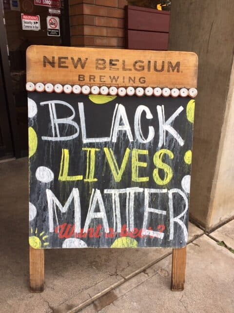 Black Lives Matter sign outside a brewery.